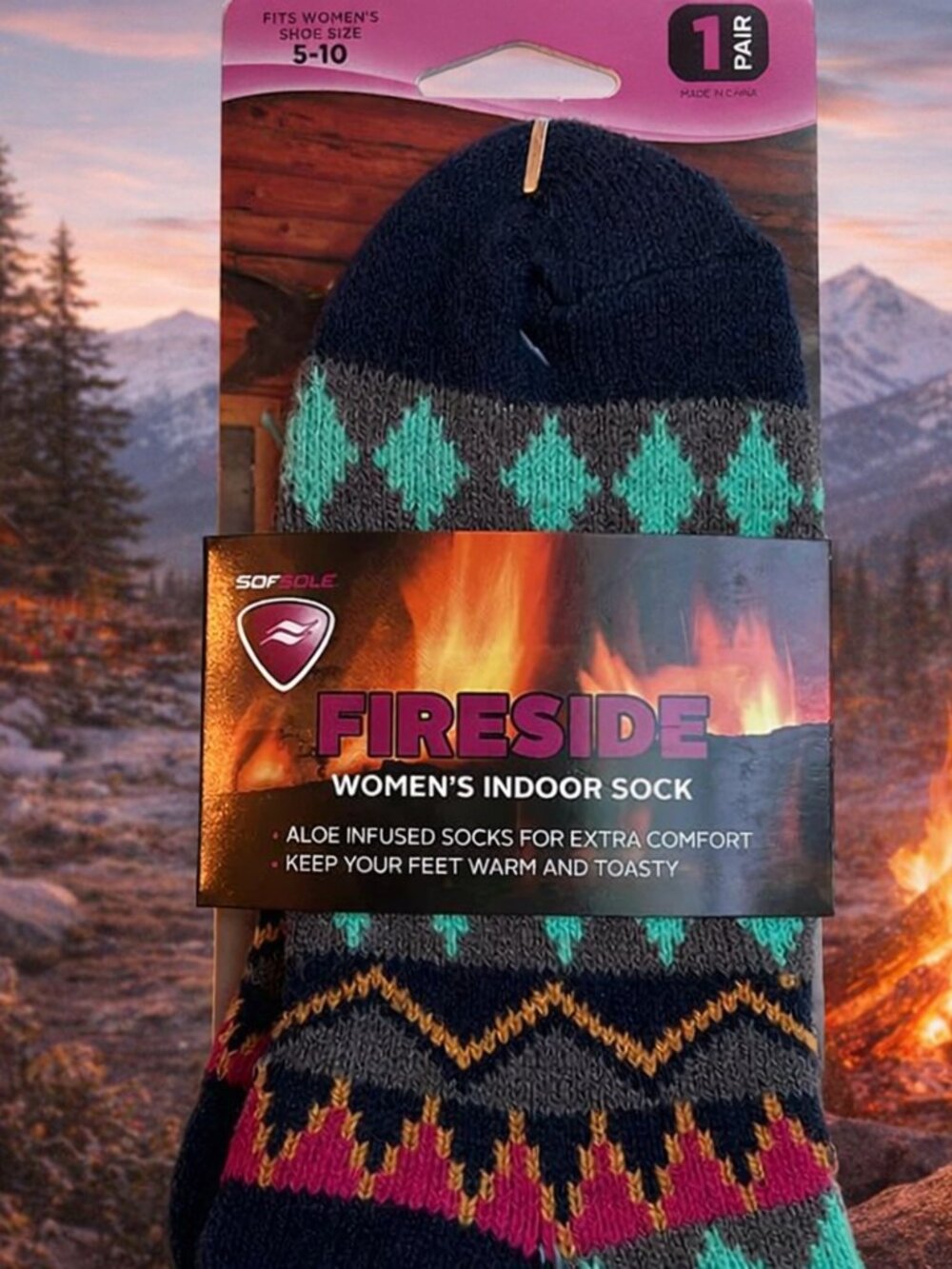 Sof Sole Fireside Women’s Indoor Socks Aloe‑Infused Cozy Warm Lounge Sock NWT